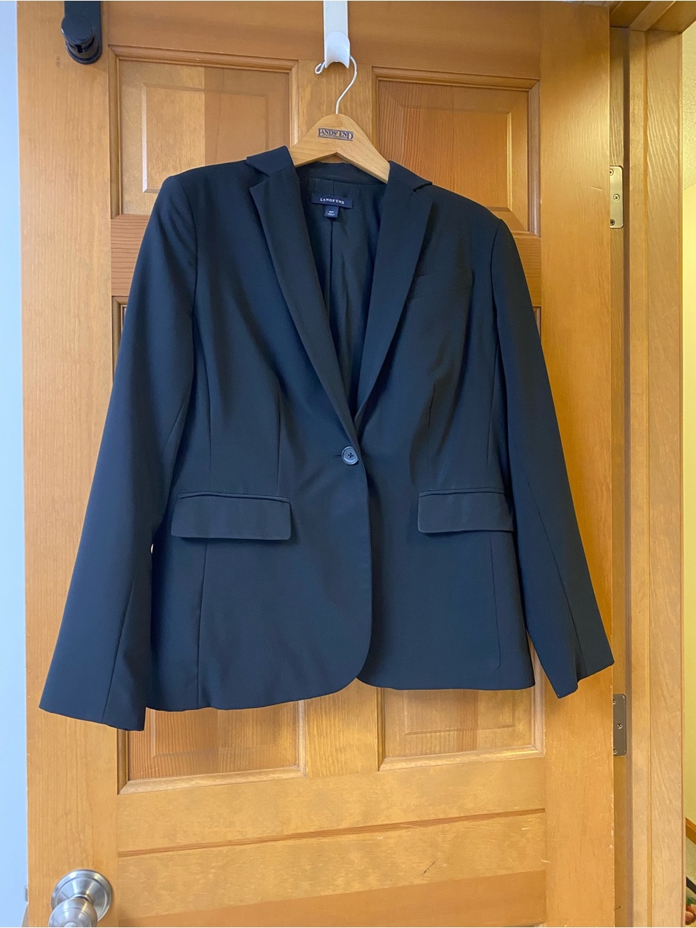 Lands' End Black Single-Button Notch Lapel Blazer